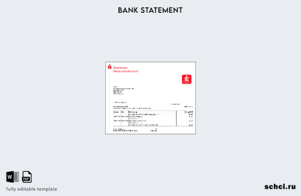 цифровая загрузка шаблона слова выписки по банковскому счету Sparkasse в Германи